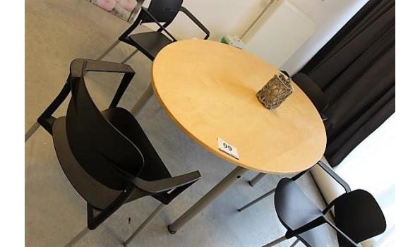 ovalen tafel vv houten blad plus design pvc stoelen